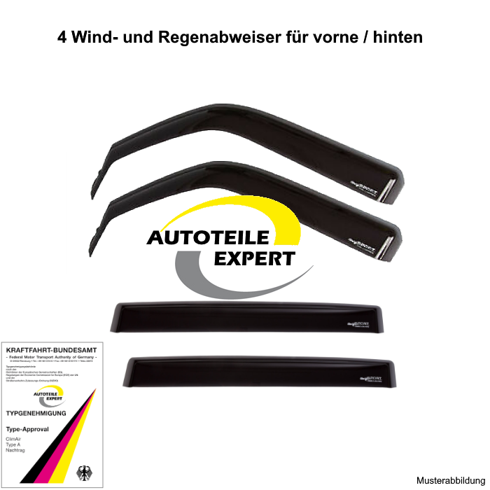 Winddeflector Opel Zafira B (A-H/Monocab) front + rear 06.2005-12.2014 -  black